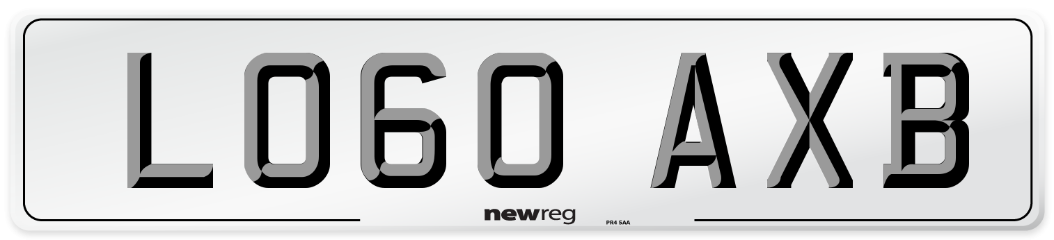 LO60 AXB Number Plate from New Reg